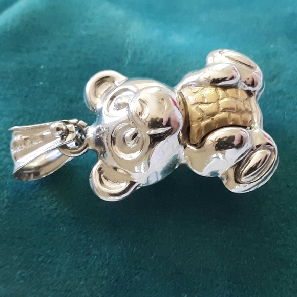 14K 2-Tone Gold Teddy Bear Pendant. - Picture 5 of 6